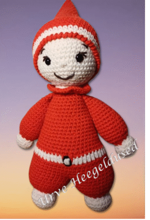 heegeldatud päkapikk, amigurumi, käsitöö kingitus, jõulukingitus, kingitus lapsele, pehme mänguasi