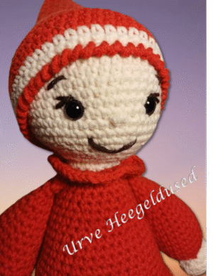 heegeldatud päkapikk, amigurumi, käsitöö kingitus, jõulukingitus, kingitus lapsele, pehme mänguasi