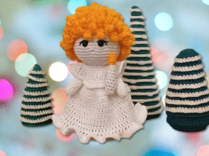 heegeldatud mänguasjad, heegeldatud jõulunukk, ingel, heegeldatud kaisukas, amigurumi